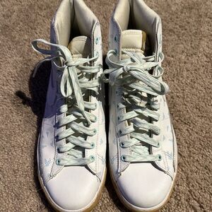 Nike White and Blue High-Top Sneakers